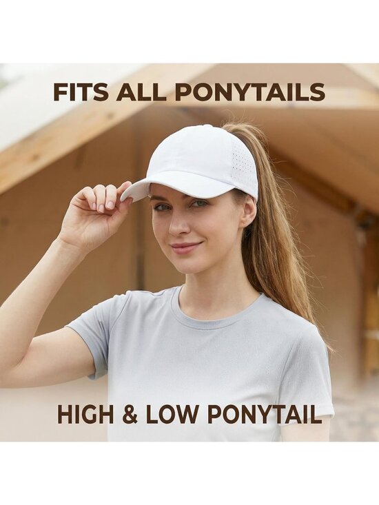 〽️Women Drying White High Ponytail Baseball Cap Trucker Bad Hair Day Adjustable main image 4